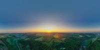 Sunrise Panorama over the Swabian Alb in the great Lautertal