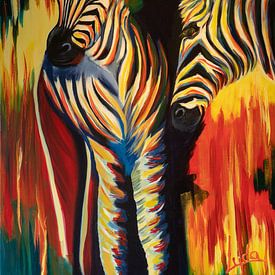 Zebras bunte warme Töne von Lyda Geeratz