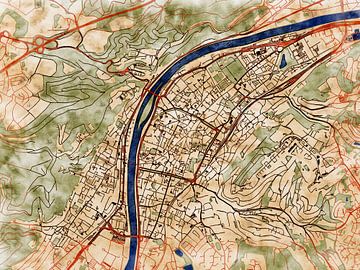 Kaart van Trier in de stijl 'Serene Summer' van Maporia