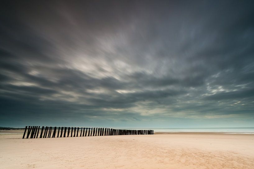 Wooden stakes at the opal coast in France by Damien Franscoise