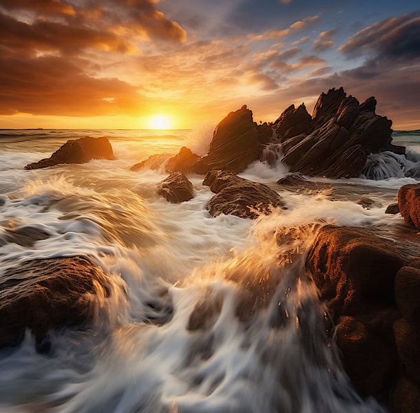 Zonsondergang aan zee van fernlichtsicht