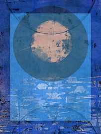 Abstract organic and geometric shapes in blue. by Dina Dankers
