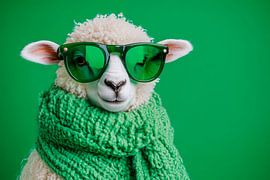 Schaap met zonnebril en sjaal - Stijlvol van Poster Art Shop