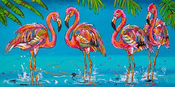 Flamingo's Fluistering van Happy Paintings