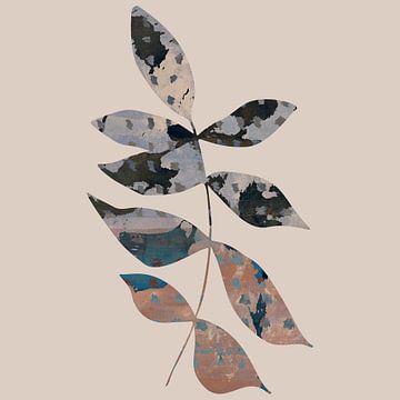 Wabi-sabi bloemen. Moderne grafische collage. Blad I. van Dina Dankers