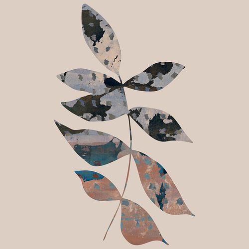 Wabi-sabi bloemen. Moderne grafische collage. Blad I.