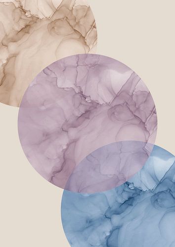Collage of watercolor shapes with marble look by Studio Allee