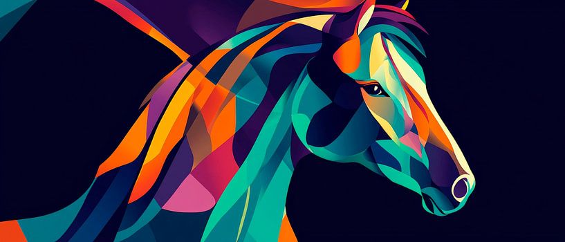 Bunte Eleganz – Pferd im Licht von Poster Art Shop