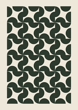 Abstraktes, geometrisches Halbkreis-Muster im Mid-Century-Modern-Stil
