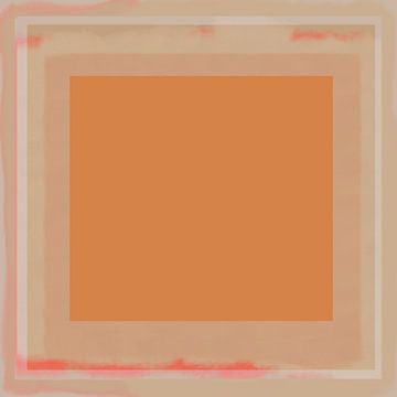 Minimalistische moderne abstracte geometrische kunst in pasteltinten.  Vierkant in oranje en roze van Dina Dankers