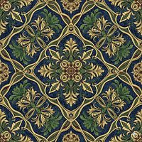 Seamless Pattern Luxury Floral – Green & Gold Ornamental Design