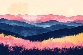 Abstract colourful mountains in layers by Art & Soul Creations