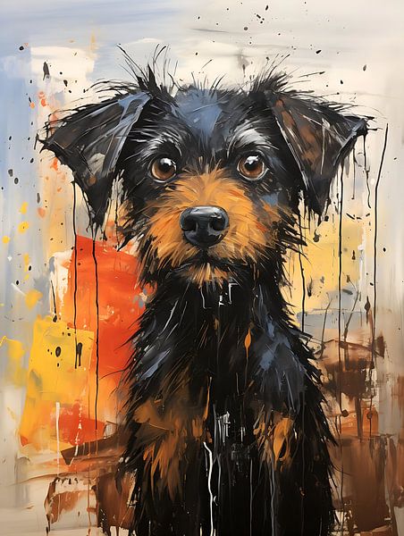 Hond sketch schilderij van PixelPrestige