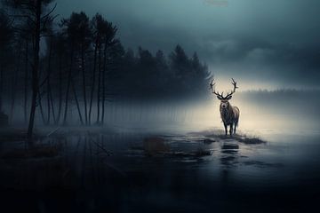 Majestic deer in the Morning Glow by Karina Brouwer