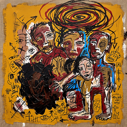 Inner Chaos Neo Expressionist Emotional Abstract Painting