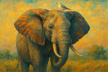 Elephant with bird on head by Imperial Art House