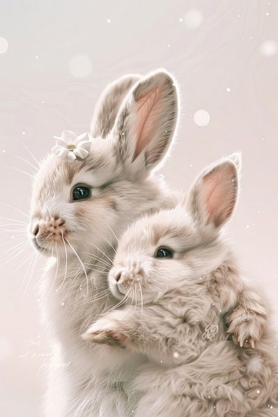 Kuschelnde Kaninchen von Poster Art Shop