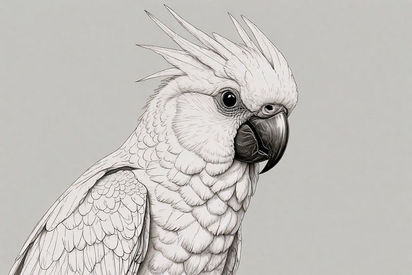 Eleganter schwarzer und weißer Kakadu Illustration von Art & Soul Creations