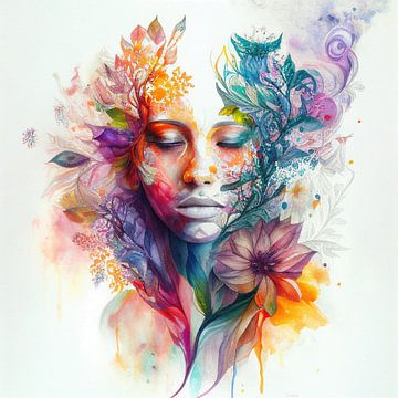Watercolor Tropical Woman #15 by Chromatic Fusion Studio