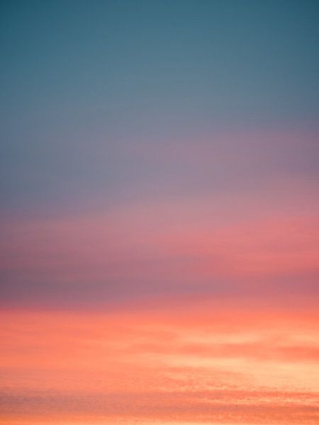 Colorful sunrise in the Netherlands - Abstract print of blue, pink and orange by Raisa Zwart