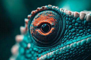 Gedetailleerde close-up van een reptielenoog van Poster Art Shop