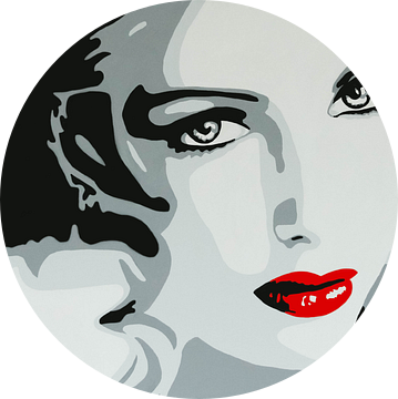 Lady with red lips popart van anja verbruggen