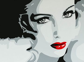Lady with red lips pop art by anja verbruggen