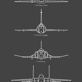 Vliegtuigtypes Soesterberg grijs van Studio Bosgra