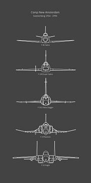 Vliegtuigtypes Soesterberg grijs van Studio Bosgra