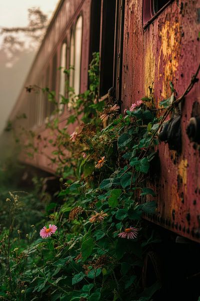 Verlassener Zug mit Pflanzenbewuchs von Poster Art Shop