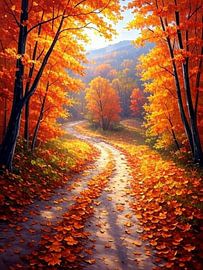 Ein goldener Pfad durch eine herbstliche Waldlandschaft von Artistic