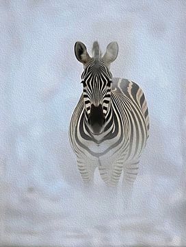 Majestätisches Zebra Nebliger Nebel Impasto Wildlife Portrait von Ramy Salah Hefny