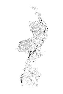 Waterkaart van Limburg in Zwart-Wit van Maps Are Art
