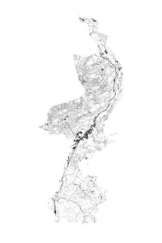 Waterkaart van Limburg in Zwart-Wit