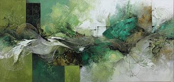 Vert ondulé - L'art abstrait en mouvement pour les intérieurs japonais et modernes