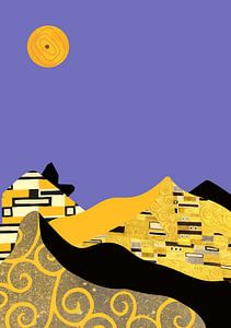 Berg Landschaft - Klimt inspiriert auf Lavendel