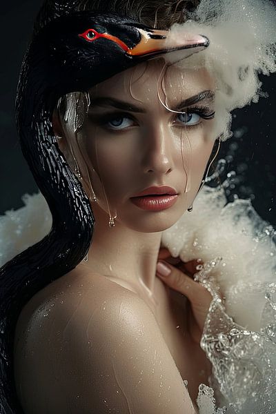 woman with swan by Egon Zitter