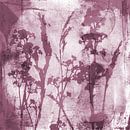 Abstrakte Retro-Botanik. Blumen, Pflanzen und Blätter in lila und weiß von Dina Dankers Miniaturansicht