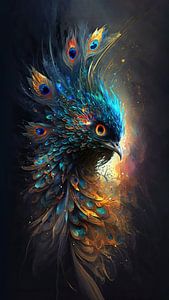Oeuvre d'art tête de paon