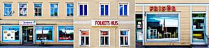 Façades dans une petite ville suédoise