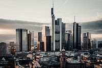 Frankfurt am Main Skyline uitzicht in de avond