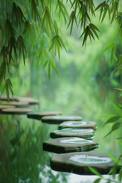 Jardin zen - Pierres méditatives dans l'eau par Poster Art Shop