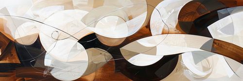 Bruine abstracte kunst als panorama schilderij