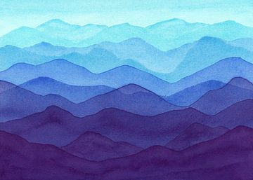 Blaue Berge Aquarellgemälde von Karen Kaspar