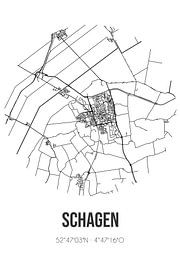 Schagen (Noord-Holland) | Landkaart | Zwart-wit van Stad & Wand