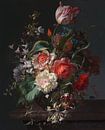 Bloemen in een glazen vaas met een tulp, Rachel Ruysch van Meesterlijcke Meesters thumbnail
