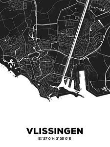 Vlissingen - Zwart Wit Plattegrond