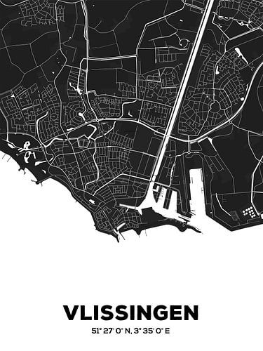 Flushing - Black and white map
