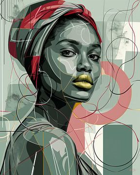 Porträt " Afrikanische Frau in Harmony III " von René van den Berg