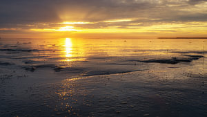 There goes the sun over the mudflats